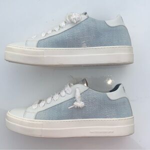 P448 Light Blue Distressed Platform Sneakers Women's 40 9.5